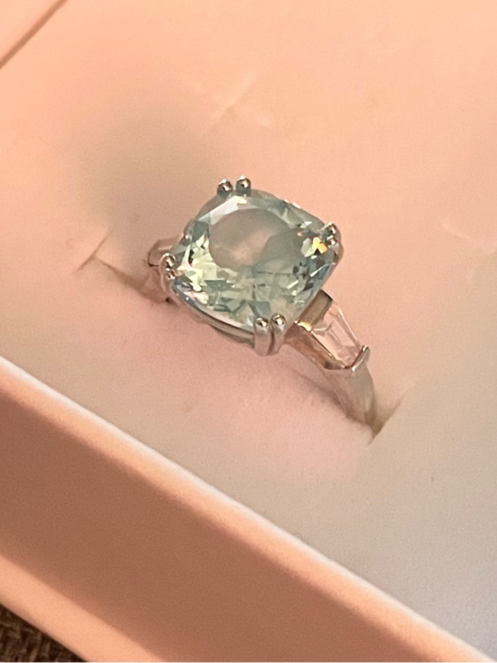 QVC 925 Sterling Silver Sim Blue Topaz Ring Size 5